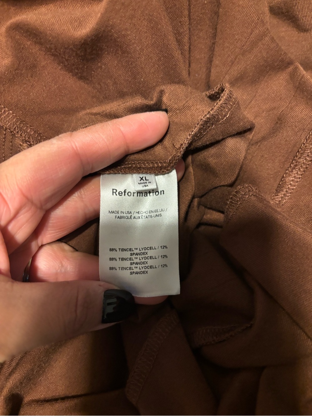Reformation Kaila Wrap Skirt Dress in a Chestnut Brown - Picture 12 of 12
